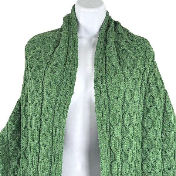 Aran Woollen Mills Fisherman Shawl Wrap One Size Green Merino Wool NWT FS-1455 - Picture 3 of 10